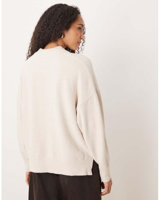 ASOS Natural Oversized Super Soft V Neck Jumper