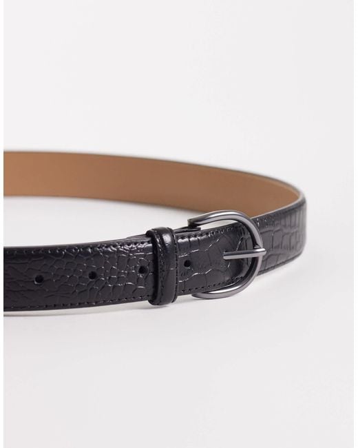 Mango Gray Textured Leather Blet for men