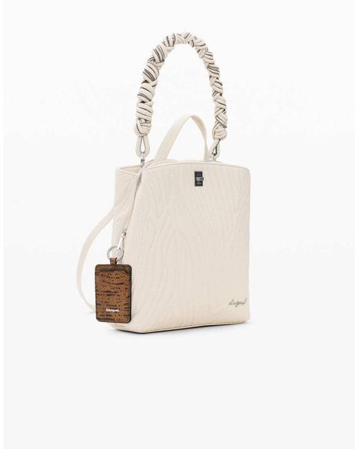Desigual White Small Backpack With Engravings