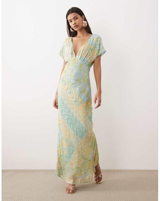 Never Fully Dressed Blue V Neck Bias Maxi Dress