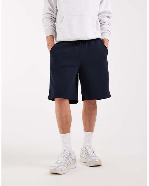 ASOS White Oversized Long Length Jersey Short With Piping for men