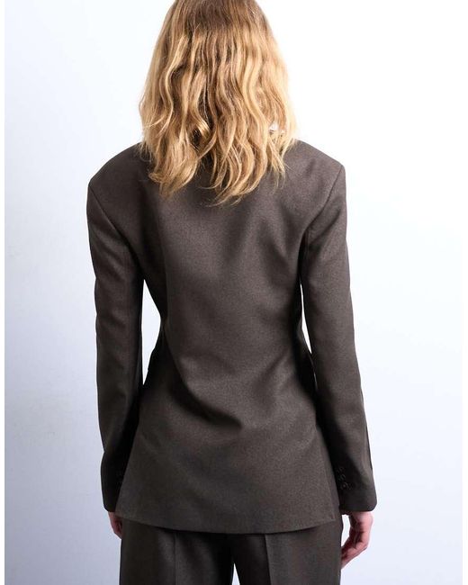 Blazer Asimmetrico A Portafoglio Con Cuciture A Vista di TOPSHOP in Black