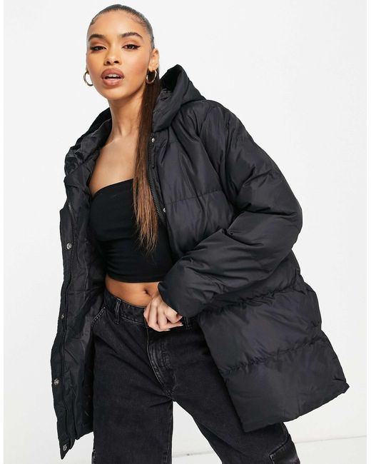 Threadbare Black Hayley Mid Length Puffer Jacket