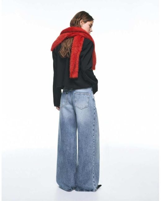 Pull&Bear Blue Low-rise Wide-leg Jeans
