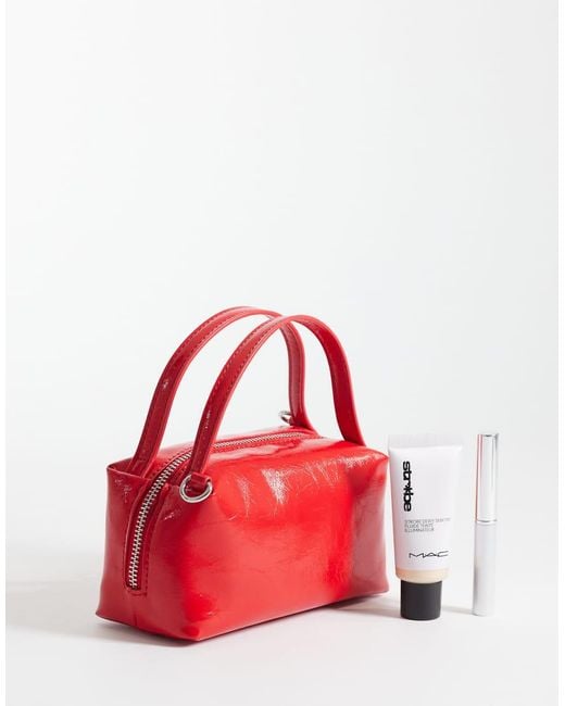 ASOS Red Textu Mini Grab Cross Body Bag With Detachable Strap