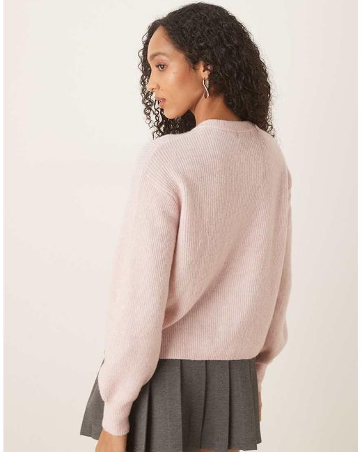 Jdy Natural Ribbed Cardigan With Pearl Buttons
