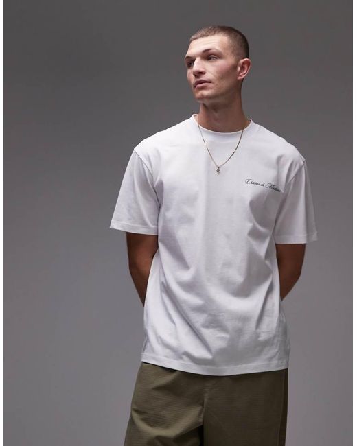Topman Gray Oversized Fit T-shirt With Front And Back Chateau Print for men
