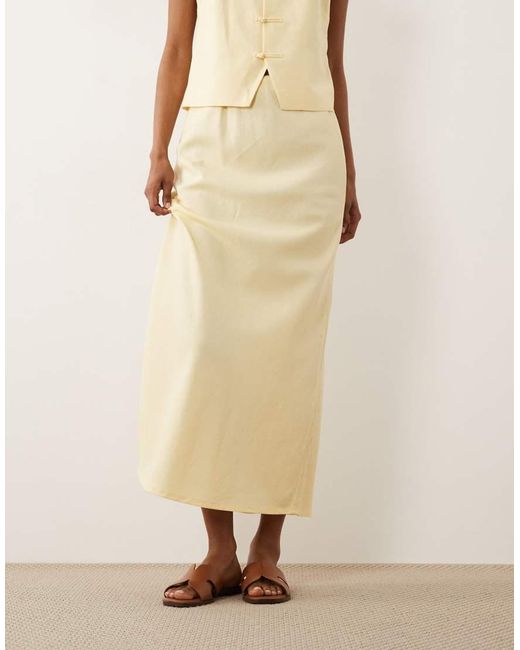 Mango Natural Laguna Linen Mix Column Maxi Skirt Co-Ord