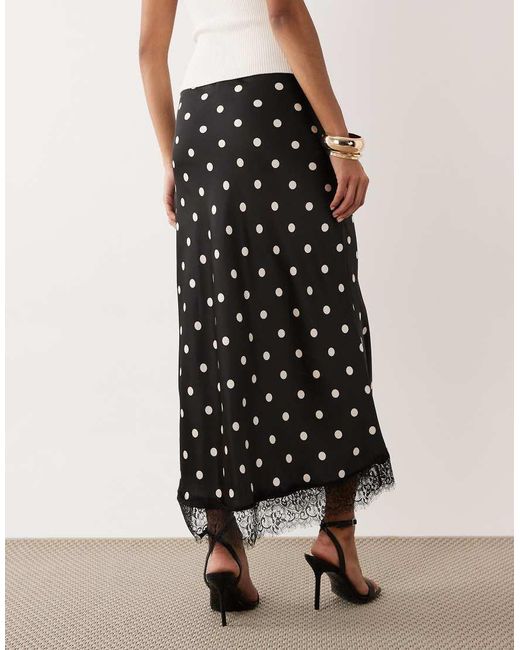 Nobody's Child White Satin Lace Trim Maxi Skirt