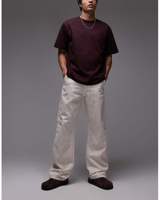 Dickies Gray Pinstripe Carpenter Trousers for men