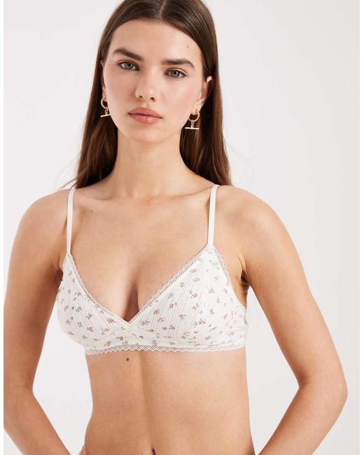 Lindex Natural Floral Pointelle Bralette