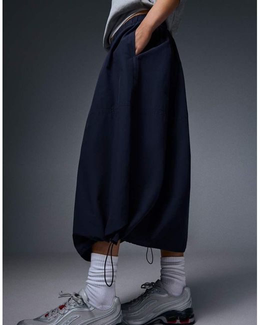 Bershka Blue Parachute Midi Skirt
