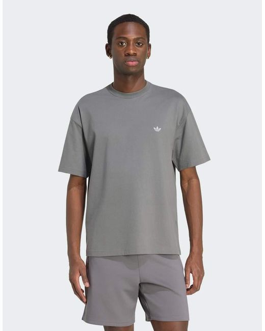 Adidas Originals Gray Trefoil Essentials Spacer Loose Tee for men