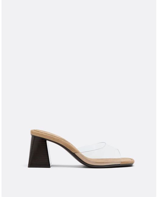 Stradivarius Natural Block Heel Sandals