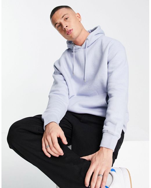 Pull&Bear Cotton Hoodie in Blue (White) for Men | Lyst