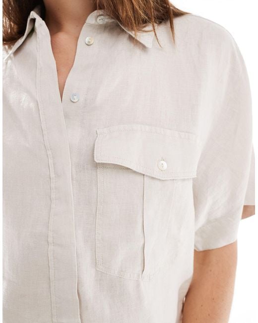 Chemise à manches courtes en lin - beige Mango en coloris White