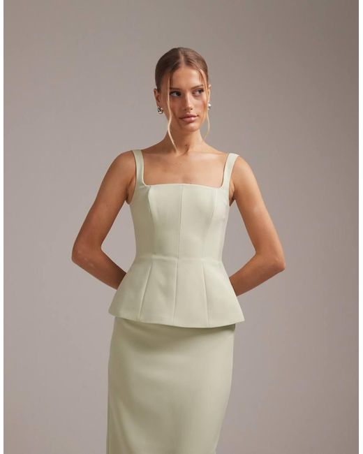 ASOS Natural Structured Square Neck Bridesmaids Dress