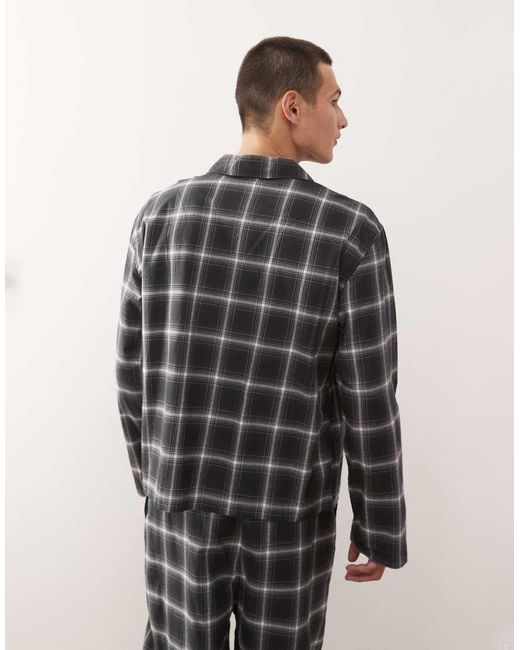 Weekday Gray Co-Ord Oversized Flannel Shirt Pyjamas for men