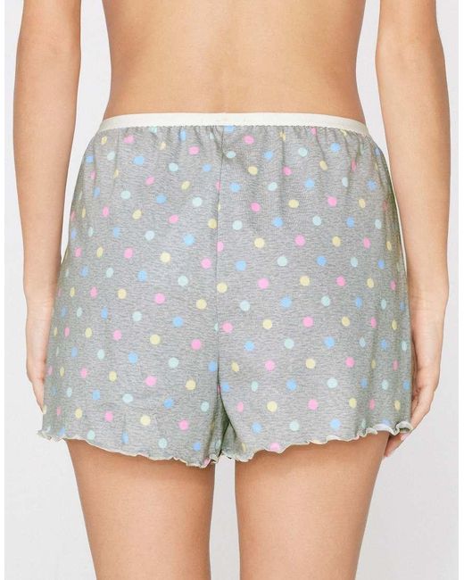 Tezenis Gray Printed Cotton Shorts With Rolled Hem