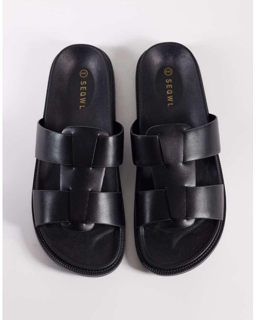 SEQWL Black Kidman Gladiator Style Sandals for men