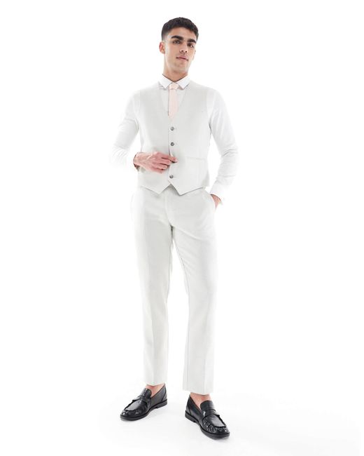 ASOS – schmal geschnittene anzugweste aus wollmix in White für Herren