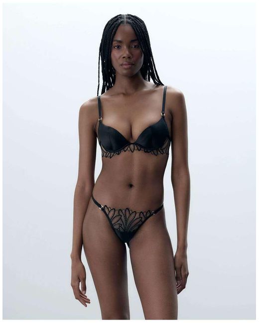 Bluebella Black Pavlina Floral Embroidered Thong