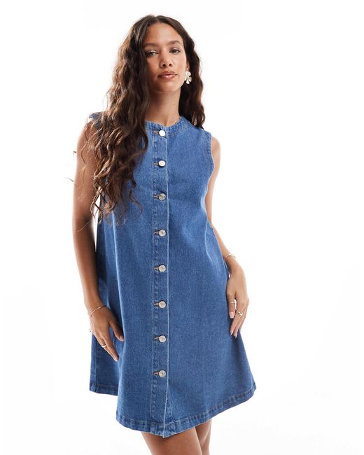 ASOS Blue – trapezförmiges jeans-minikleid