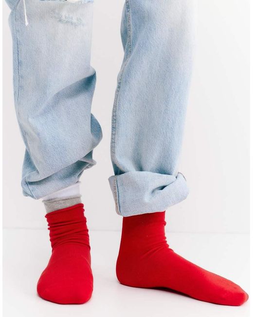 Pull&Bear Red Pack Of 3 Pairs Of Basic Socks