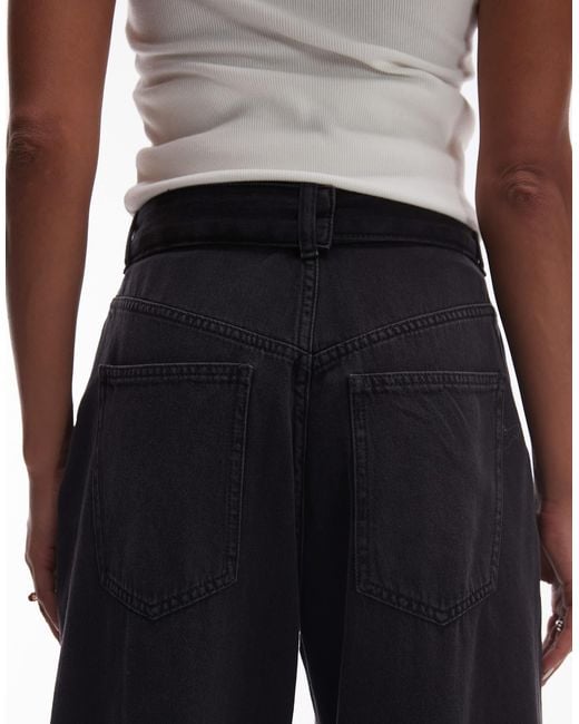 & Other Stories Blue Belted Wide Jeans With Front Seam Detail