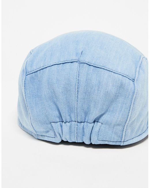 Reclaimed (vintage) Blue Unisex Flat Cap With Seamed Detail