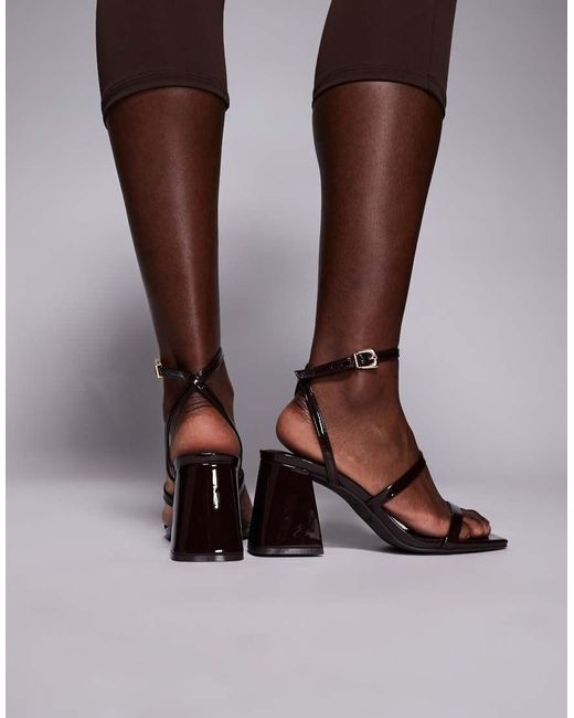 River Island Brown Strappy Low Block Heeled Sandal
