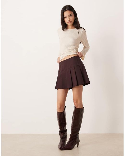 ASOS Natural Drop Waist Pleated Mini Skirt