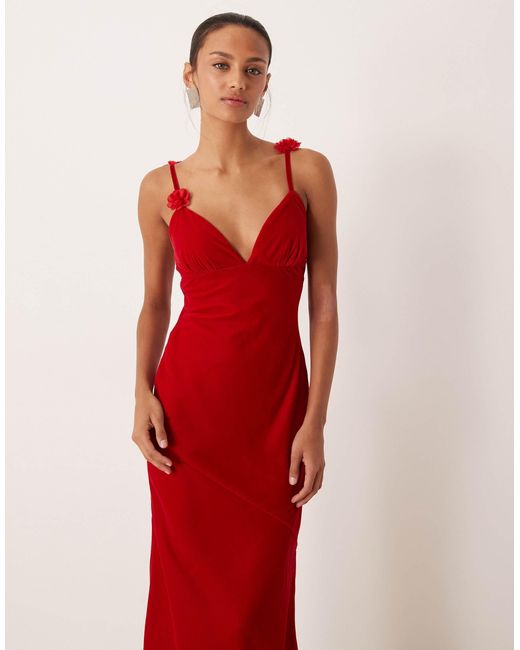 For Love & Lemons Red For love & lemons – satin-maxikleid