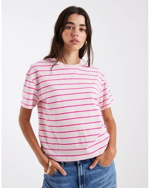 New Look Pink Stripe Boxy Tee