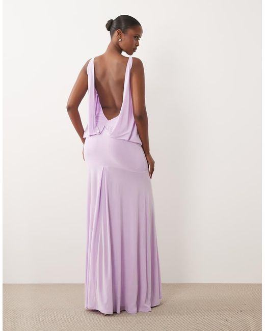 ASOS Pink Slinky Floor Length Maxi Dress With Drop Waist