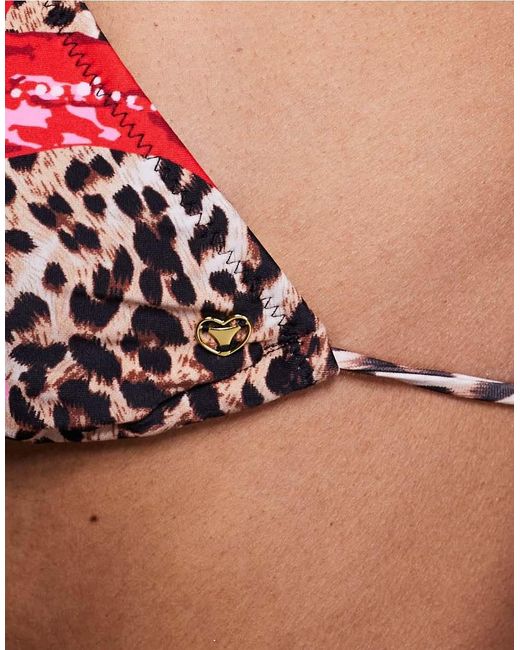 Candypants Brown Leopard Print Floral Triangle Bikini Top