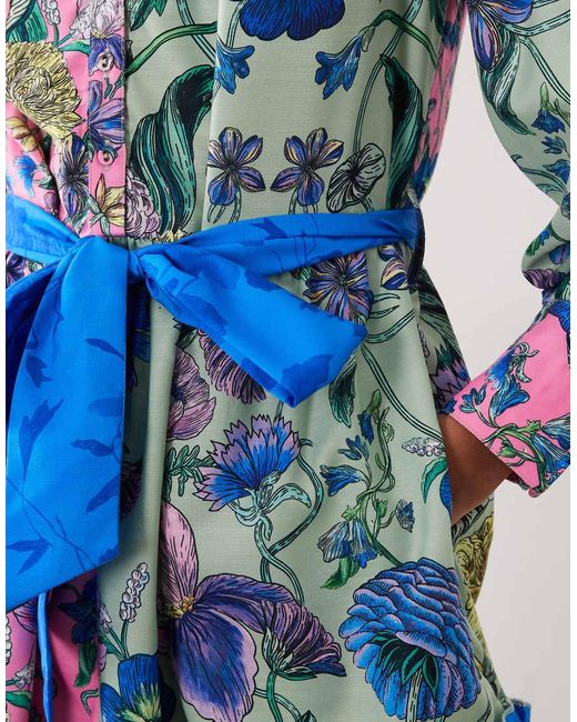 Hope & Ivy Blue Tie Waist Midaxi Shirt Dress