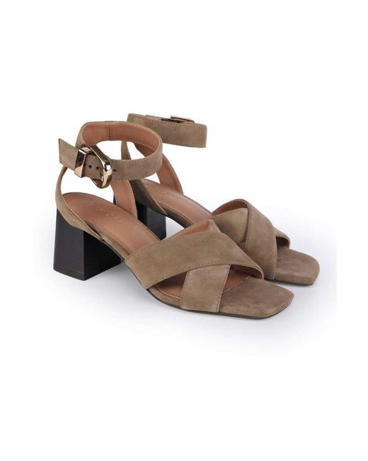 OFF THE HOOK White Ruby Suede Leather Cross Strap Block Heel Sandals