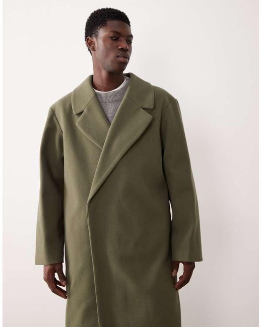 ASOS Green Wool Look Longline Coat for men