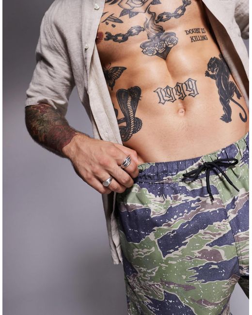 ASOS Green Mid Length Swim Shorts for men