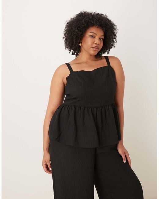 ASOS Black Asos Design Curve Jumpsuit With Peplum Waist