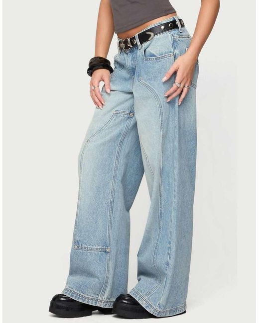 Edikted Blue Dema Western Low Rise Jeans