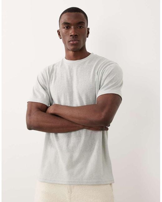 ASOS White Regular Fit Linen Look T-shirt for men