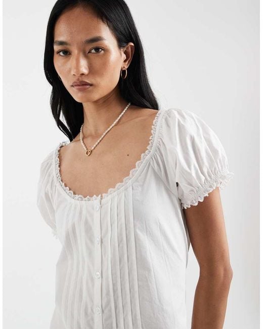 Cotton On White Eliza Babydoll Button Down Mini Dress