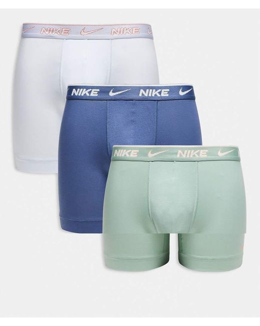 Nike Blue Essential Cotton 3 Pack Boxer Briefs for men
