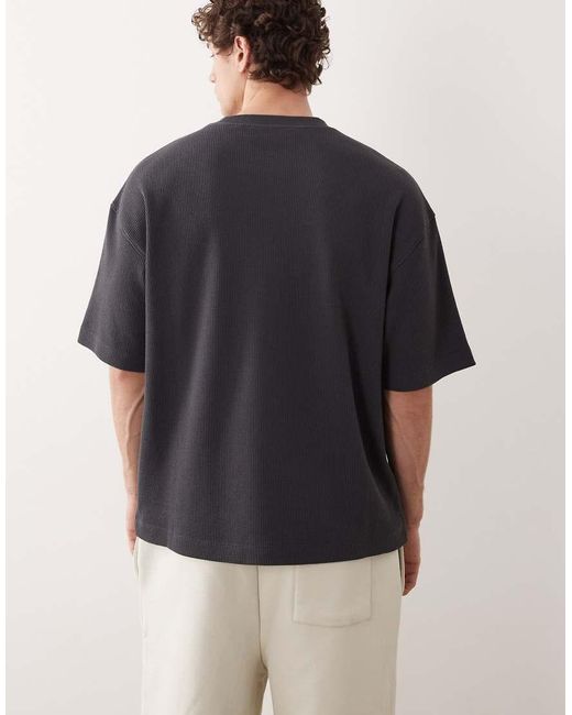 ASOS COLLECTIVE Blue Super Heavyweight Oversized Waffle Texture T-shirt for men