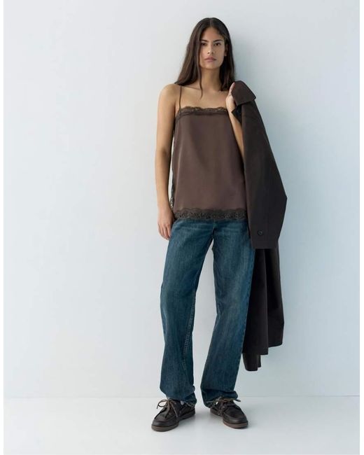 Pull&Bear Brown Strappy Camisole Top
