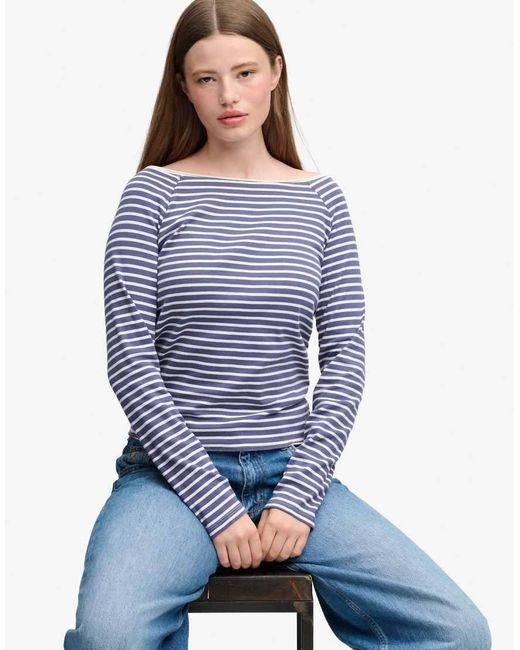 Superdry Blue Bardot Off Shoulder Top