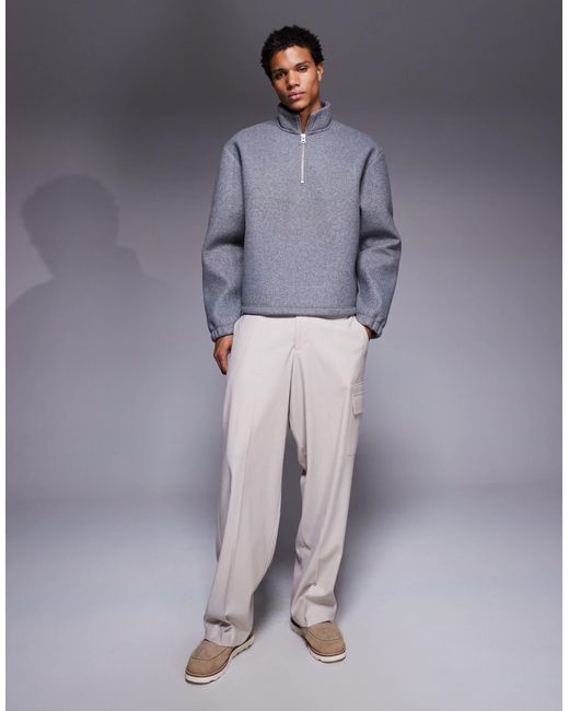 ASOS – kastiges relaxed-fit-sweatshirt aus filz in Gray für Herren