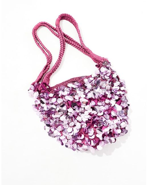 ASOS Pink Sequin Crochet Grab Bag
